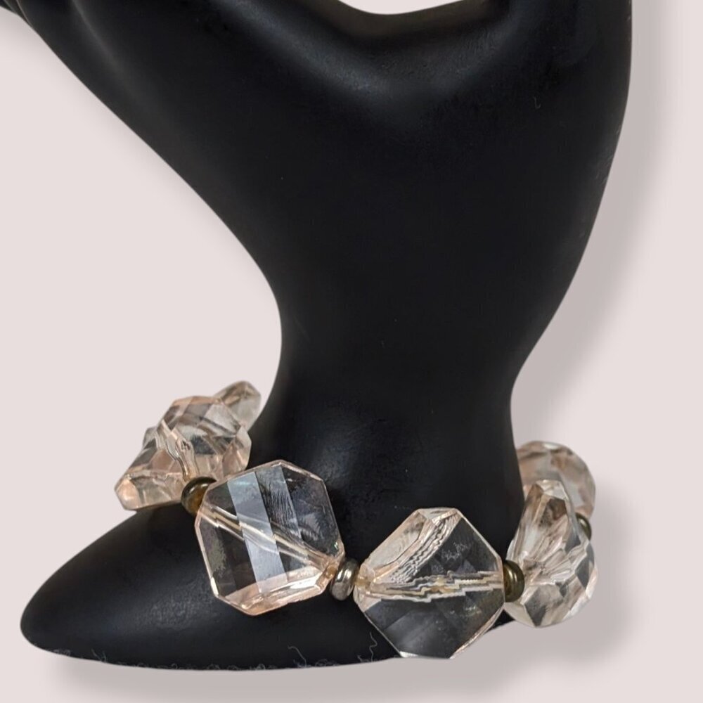 (2/$20) Pink Faceted Square Stretch Bracelet